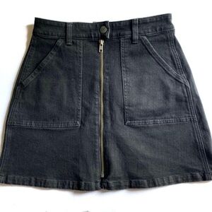Madewell Black Denim Mini Skirt Size 24 Front Zip High Rise